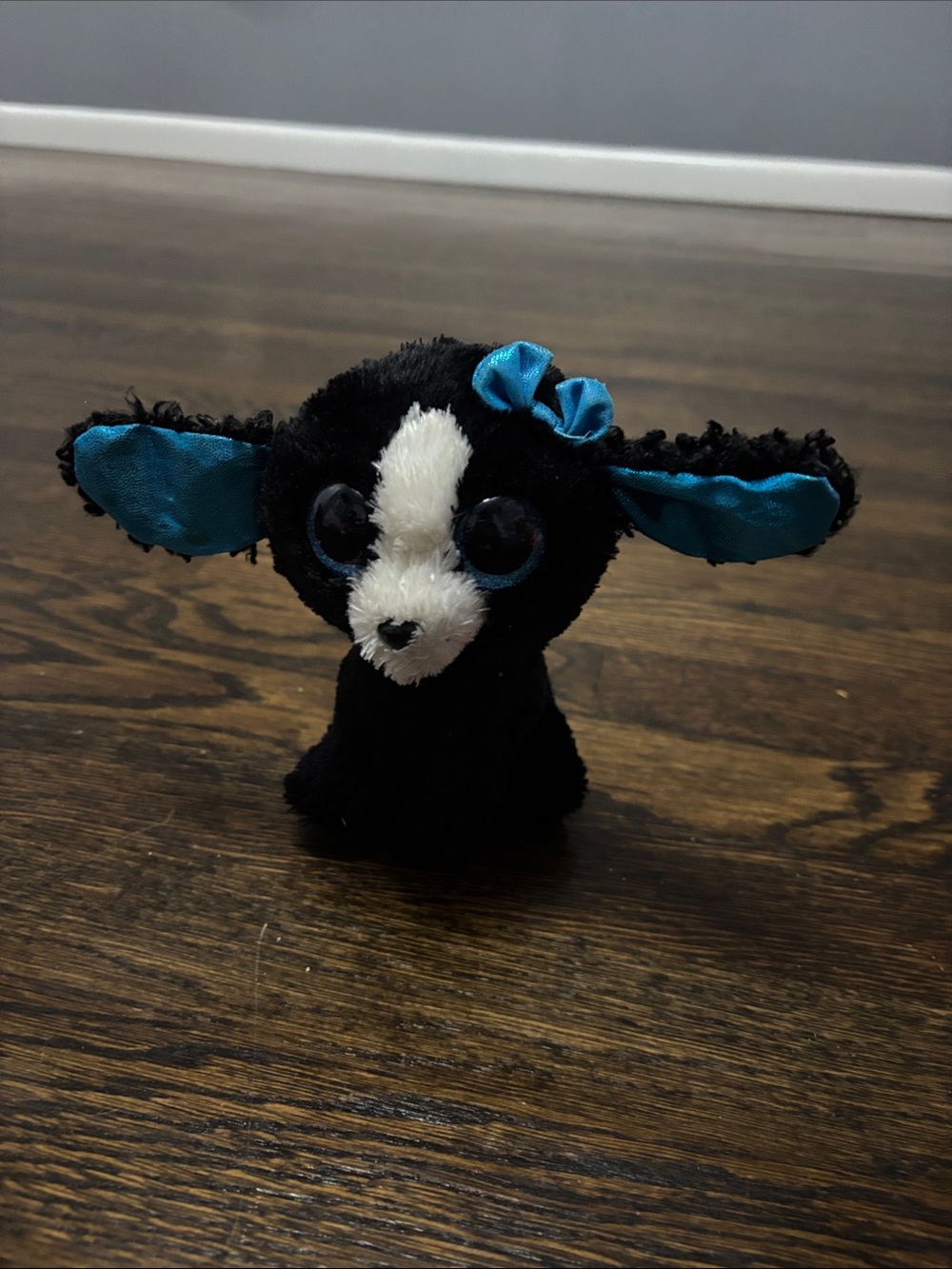 Ty Black Plush Puppy with Teal Accents